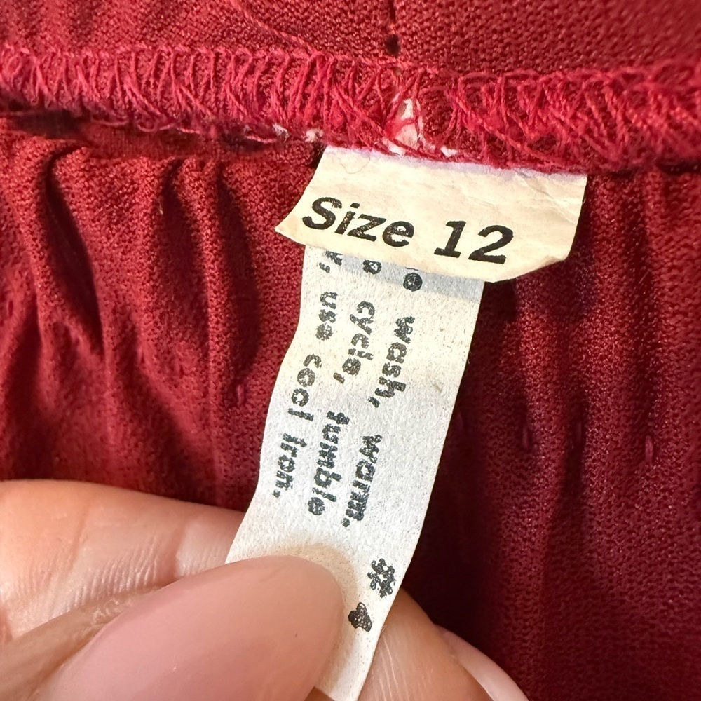 Vintage Skirt / Blouse Set Maroon Red Size 10/12 - Picture 8 of 8